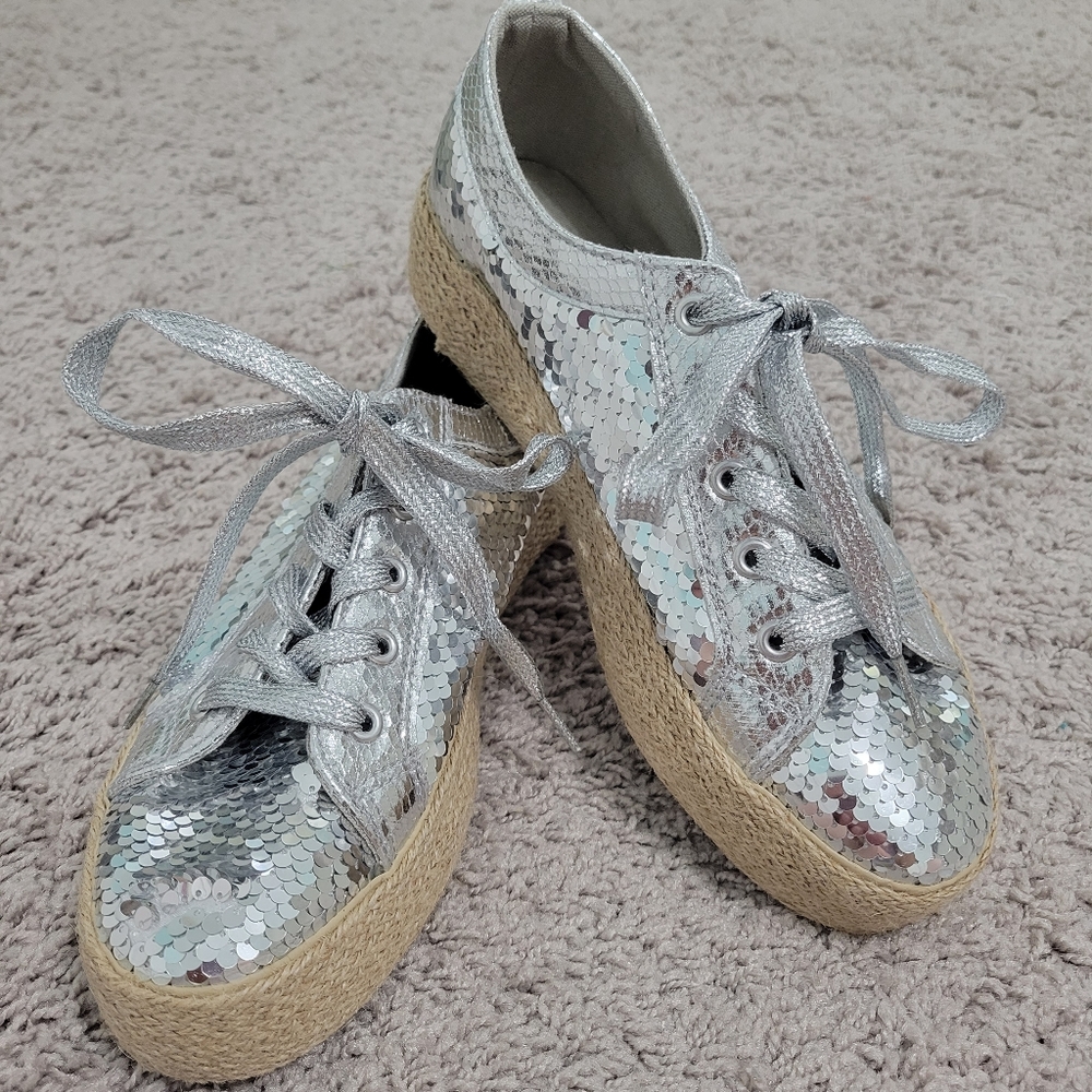 Silver sequins tennis shoes